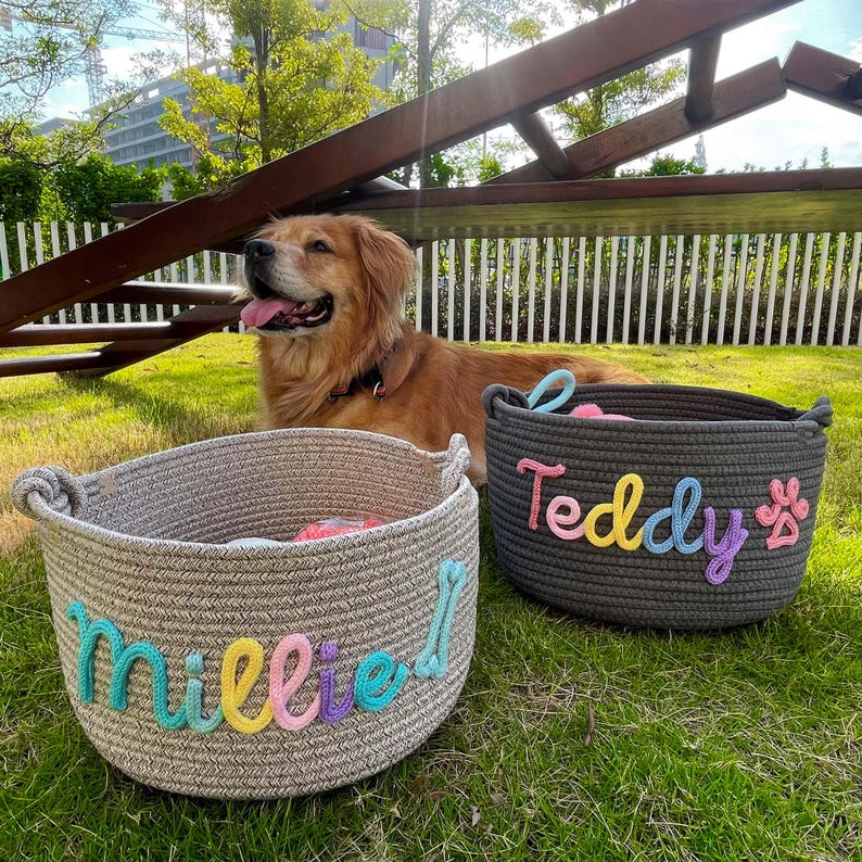 Personalized Basket | Pet Toy Box | Dog Toy Basket