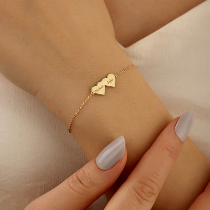 Custom Name Heart Bracelet, Tiny Heart Bracelet With Name