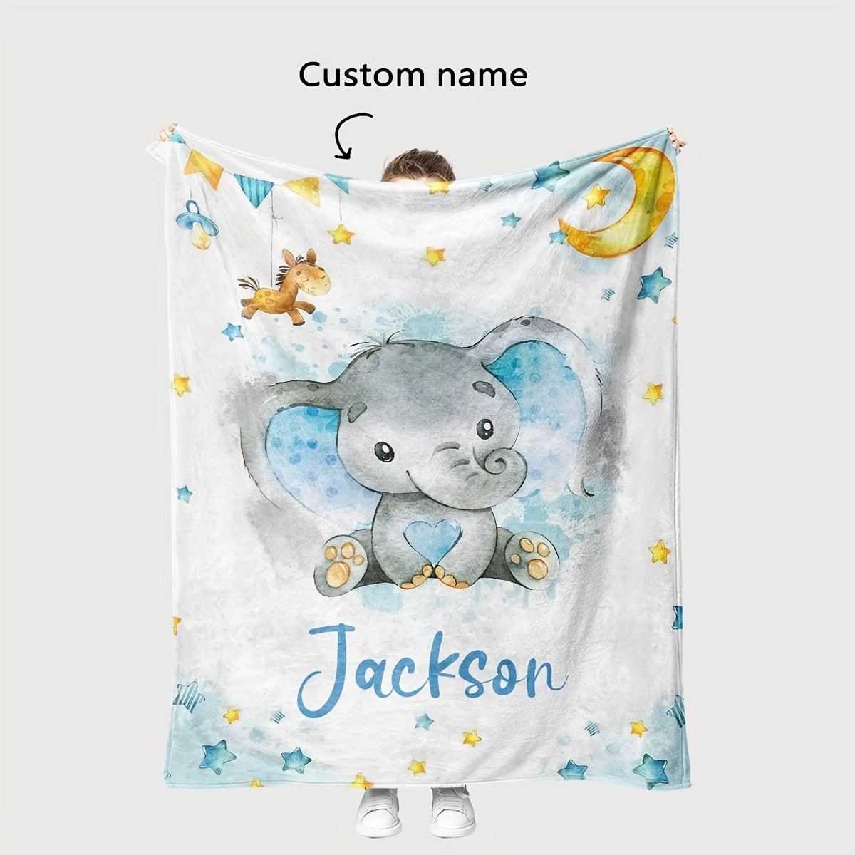Personalized Digital Printing Flannel Fleece Blanket, Elephant Element