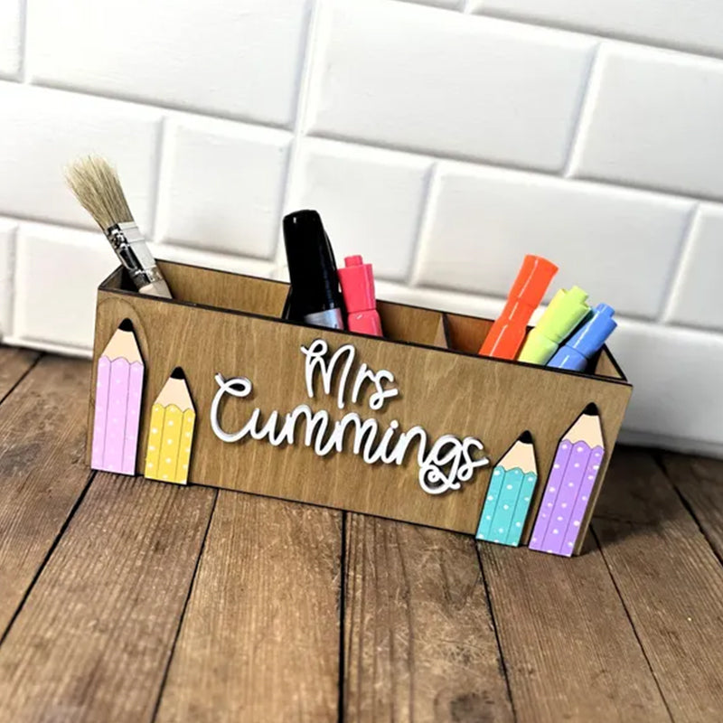 Personalized Pencil Teacher Desk Organizer, Custom Teacher Desk Caddy