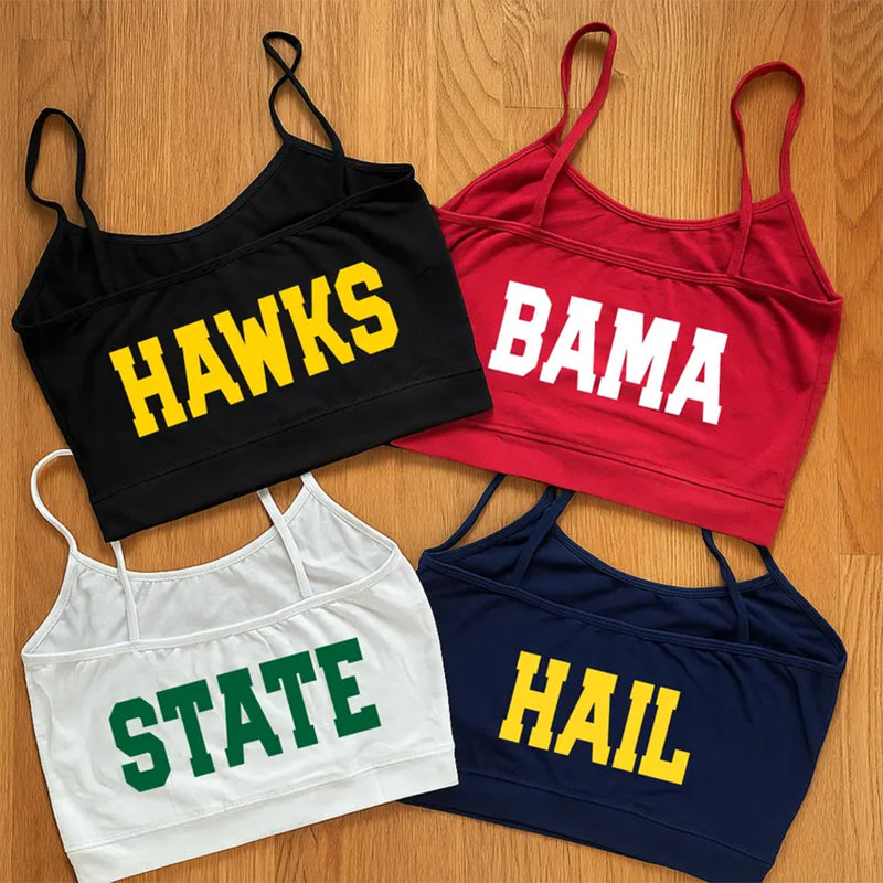 Custom College Team Crop Top, Personalized University Tank Top Graduation