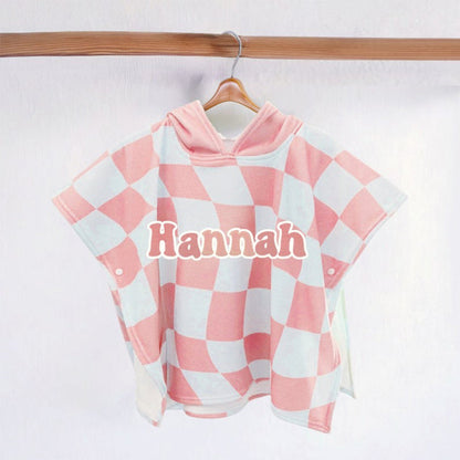 Custom Name Kids Beach Towel, Personalized Hooded Beach Towel