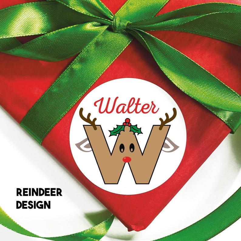 Personalized Christmas Name Tags, Kids Xmas Lights Gift Tags