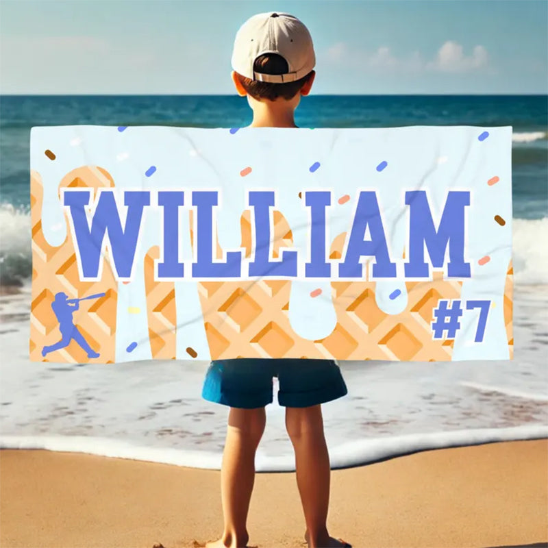 Custom Ice Cream Drip Baseball Beach Towel
