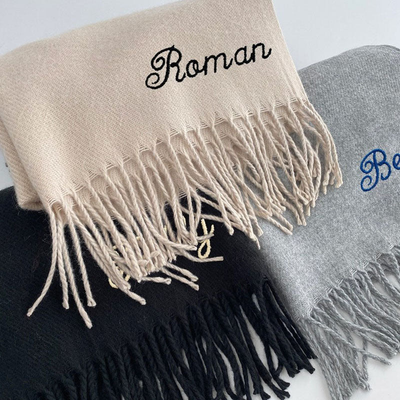 Embroidered Personalised Scarf, Monogrammed Scarf, Winter Scarf
