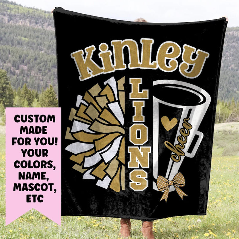 Cheerleader Blanket, Personalized Cheerleading Gift For Competitive Cheer or Senior Gift