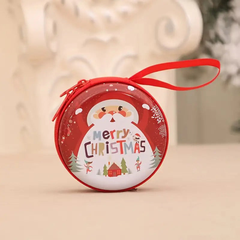 Personalization name Festive Red PVC Christmas Coin Purse