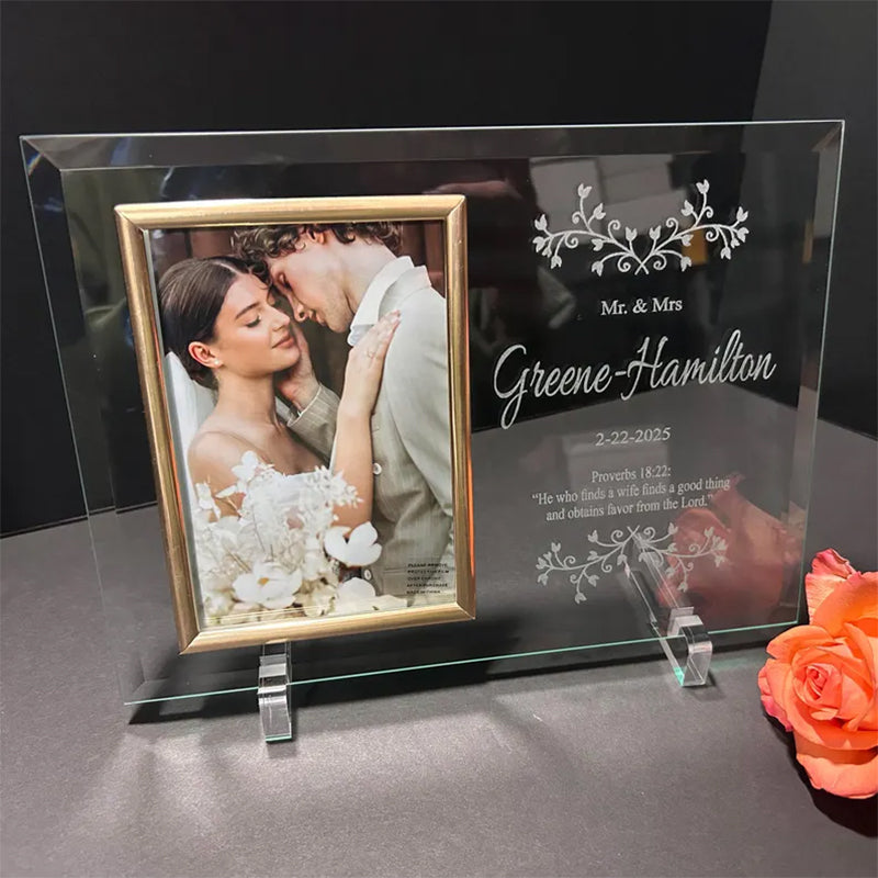 Engraved Wedding Frame, Glass Frame For Wedding Souvenirs