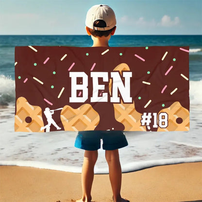 Custom Ice Cream Drip Baseball Beach Towel