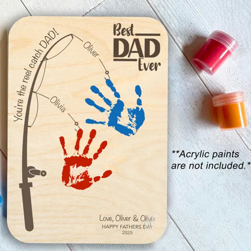 Fishing Handprint Sign, DIY Handprint Sign, Personalized Gift from Kids