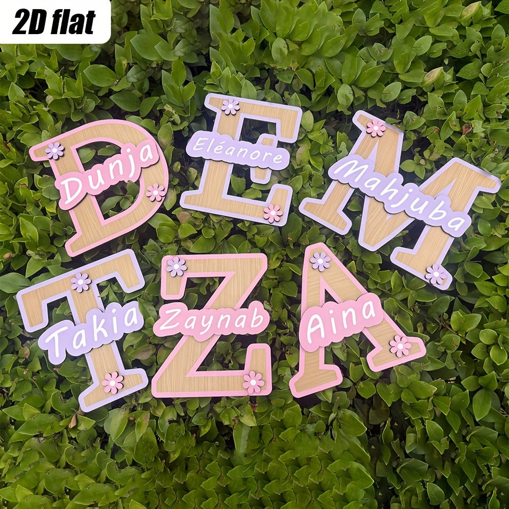 Customizable Initials Wall Art - Personalized Name with Floral Accents