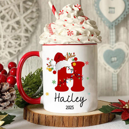 Custom Initial Name Mug, Personalized Christmas Mug, Xmas Gifts Idea