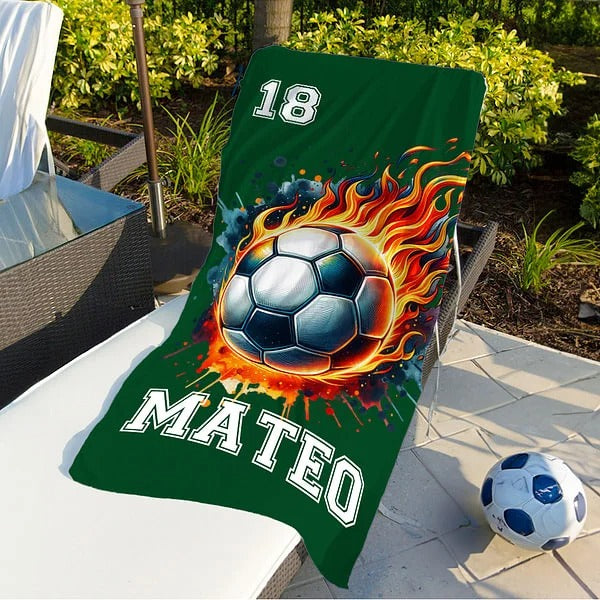Personalized Flame Basketball Baseball Oversized Quick Dry Beach Towel