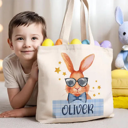 Easter Bunny Gift Bag for Kids, Custom Easter Egg Hunt Bag