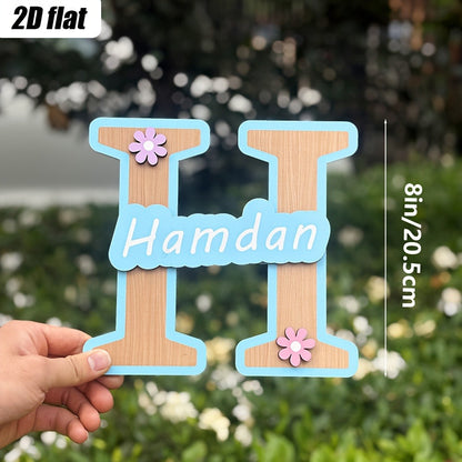 Customizable Initials Wall Art - Personalized Name with Floral Accents