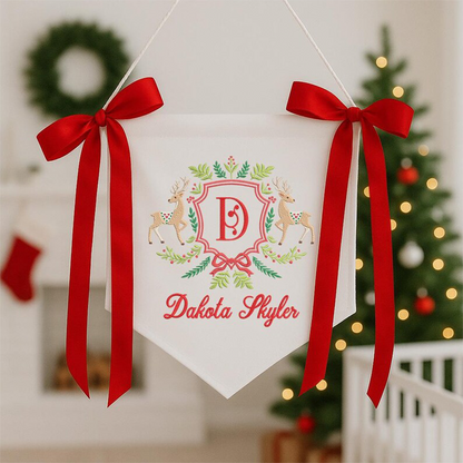 Custom Baby Banner Merry Christmas 2025, Welcome Banner with Deer