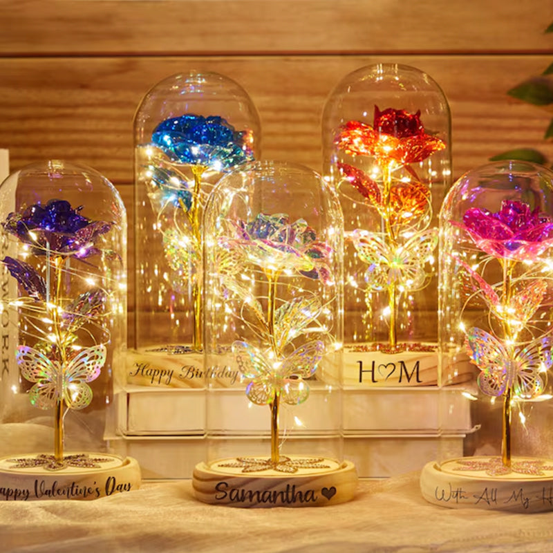 Galaxy Rose Flower Gifts,Personalized Galaxy Rose Night Light