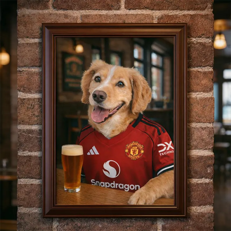 Custom Football Dog Portrait | Personalised Pet Print for Football Fans