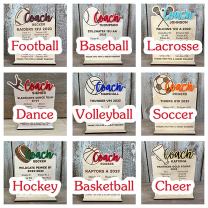 End of Season Coaches Gift, Personalized Coaches Plaque