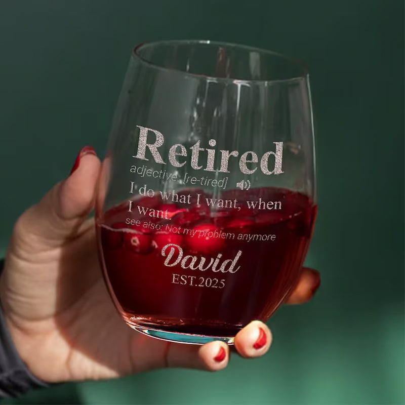 Personalized Retirement Definition Whiskey Glass