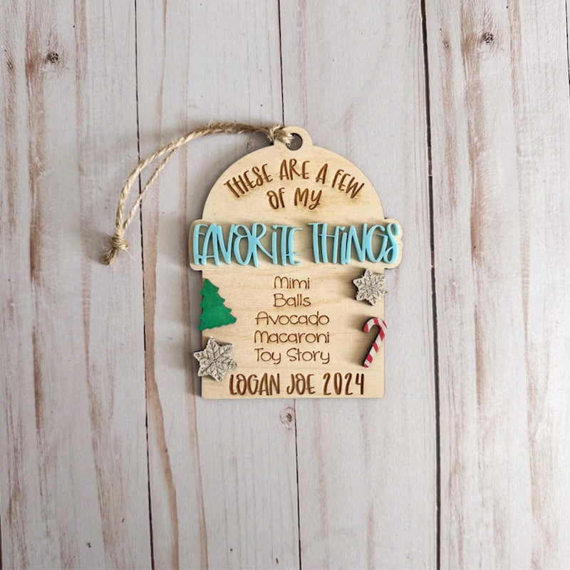 Custom Kid's Christmas Ornament, My Favorite Things