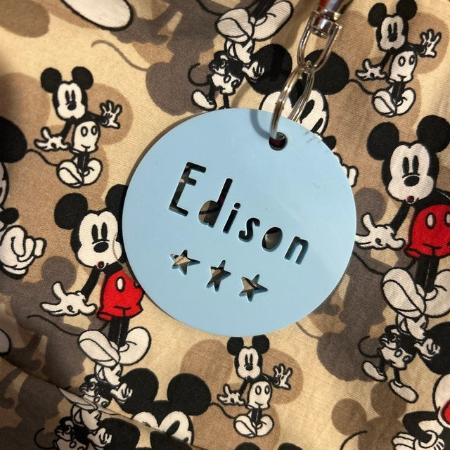 Round Acrylic Personalised Name Keyring Personalised School Bag Tag