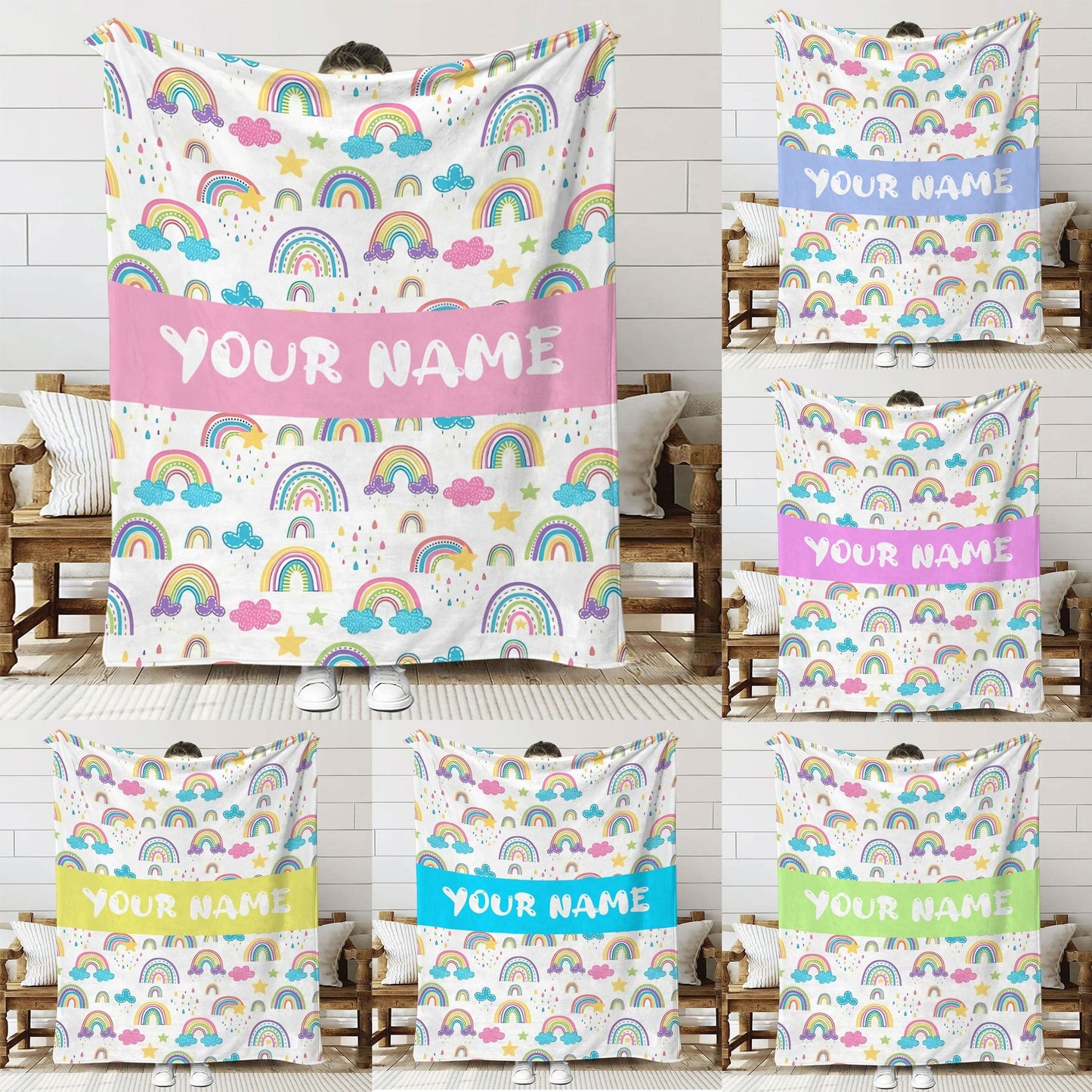 Customize Your Own Rainbow Blanket with Text