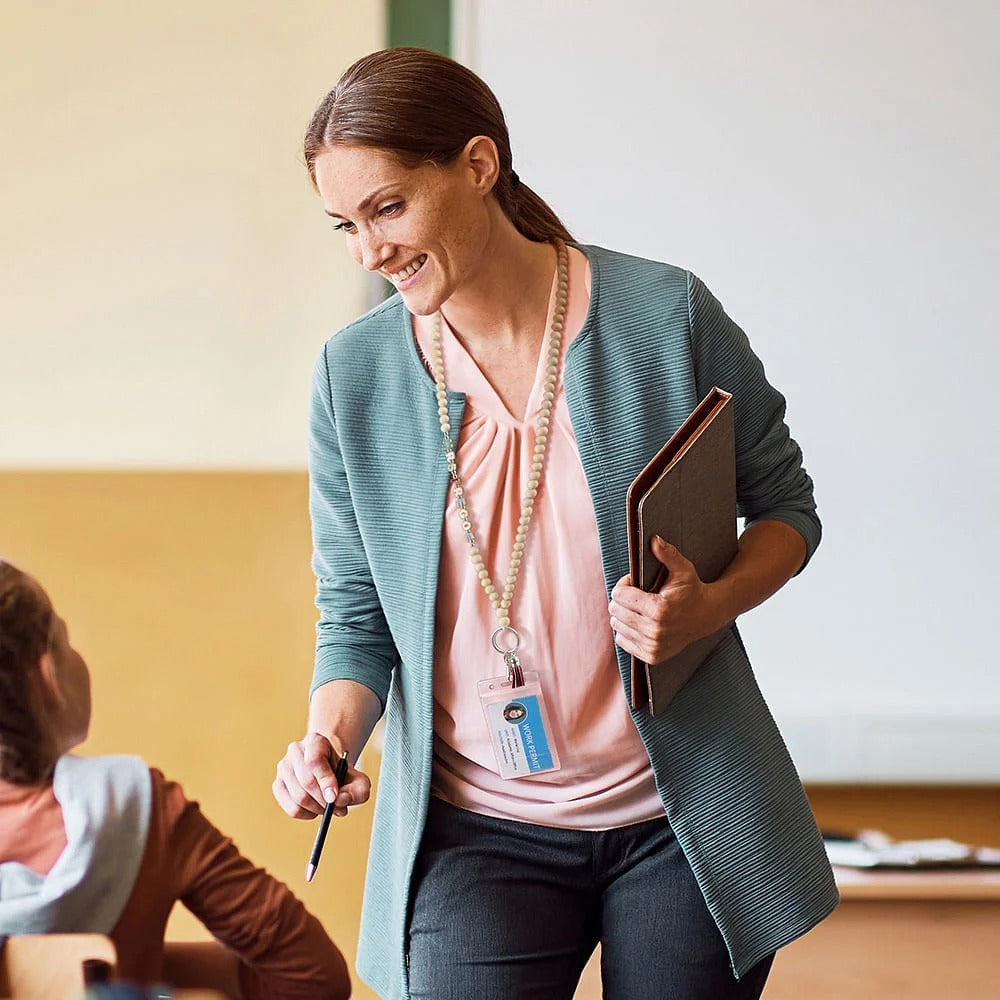Personalized Colorful Wooden Name Beaded Badge Lanyard ID Card