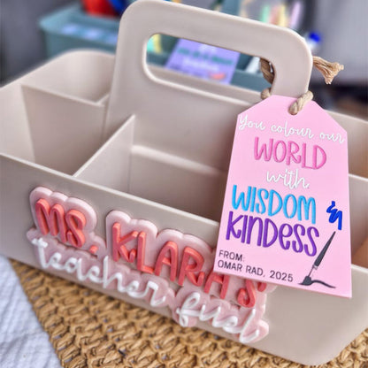 Personalised Teacher Fuel Caddy, Custom Desk Organiser