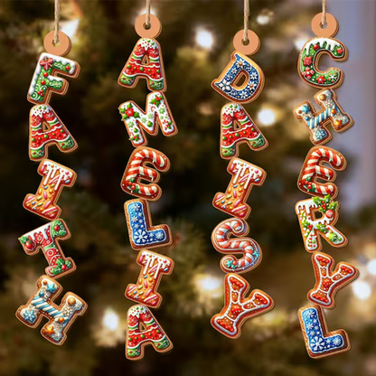 Custom Gingerbread Alphabet Ornament, Kids Name Ornament