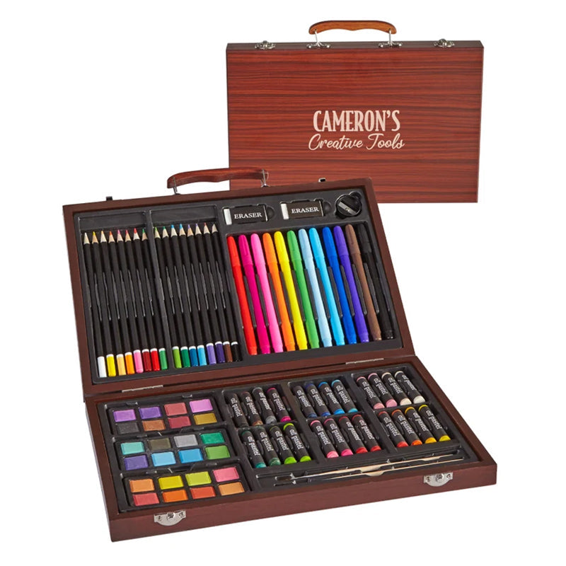 Personalized Art Set -  Deluxe Art Set w/Wood Carrying Case