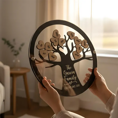 Personalized Wooden Family Tree Sign for Family Gift From Grandkids Names Sign
