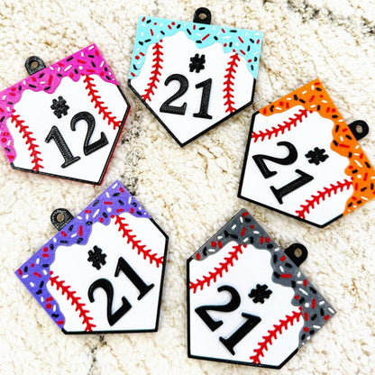 Personalized Baseball Home Plate Ice Cream Drip Keychain