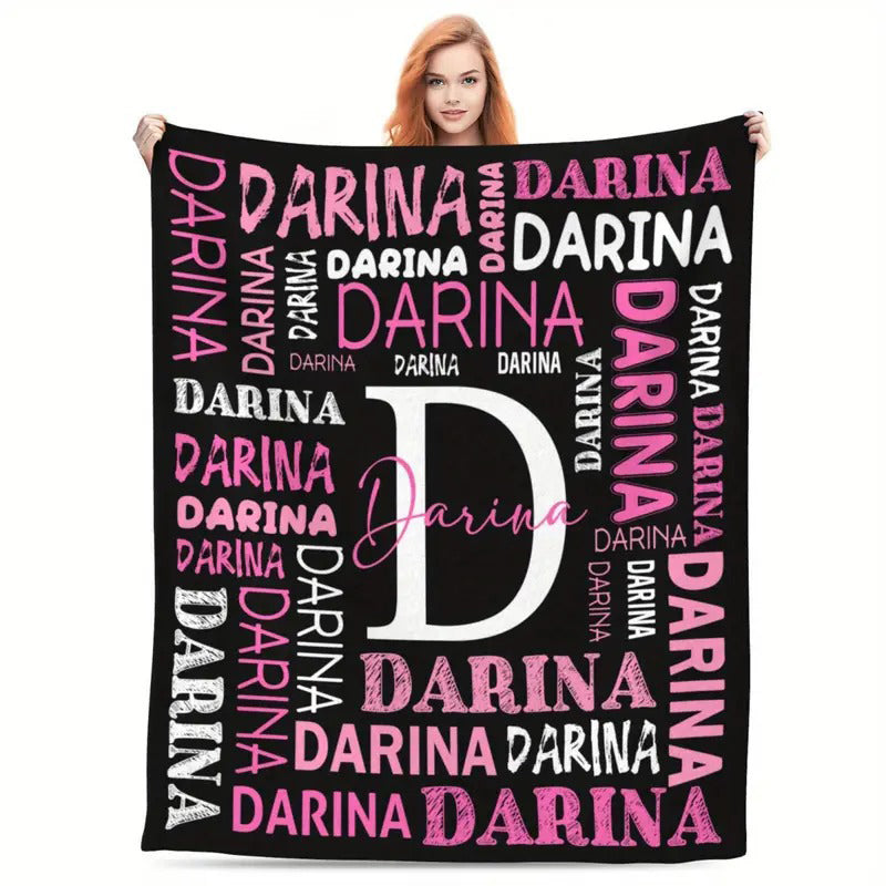 Custom Name Personalized Knit Fabric Throw Blanket