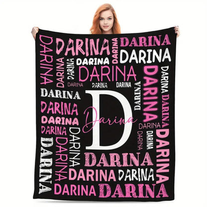 Custom Name Personalized Knit Fabric Throw Blanket