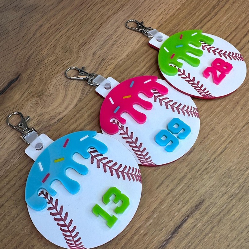 Personalized Baseball Bag Tag, Ice Cream Drip Bag Tag
