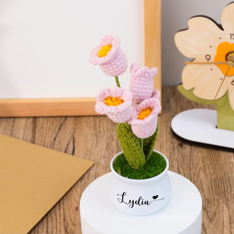Personalised Crochet Flower in Pot,Custom Name Crochet Flower Pot