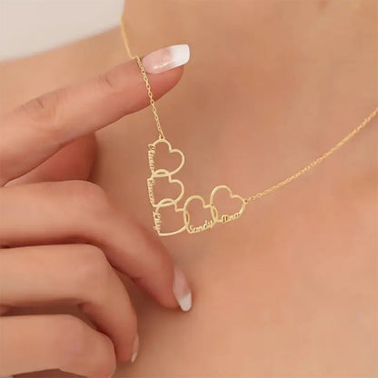 Personalized 1-5Names Heart Pendant Necklace，Birthday Anniversary Mother's Day Gift