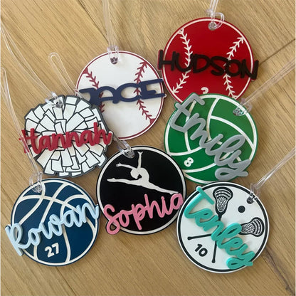 Personalized Name Tag Personalized Baseball Swimming Lacrosse Volleyball Hockey Soccer Dance Cheer Pom Tennis Football Hockey Track Pickleball Basketball Bag Tag
