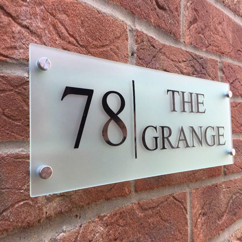 Modern House Sign plaque door number street house name sign frosted acrylic door number