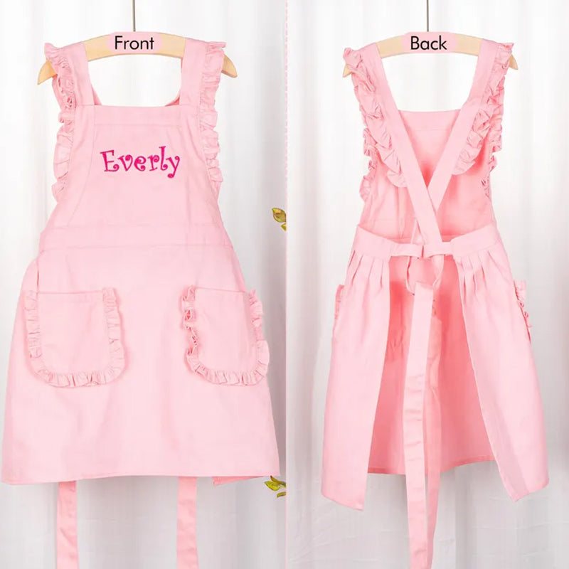 Kids Apron with Embroidered Name Toddler Cooking Apron