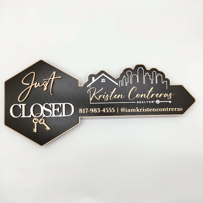 Just Closed, 3D Key Just Closed Sign, Closing Photo Prop