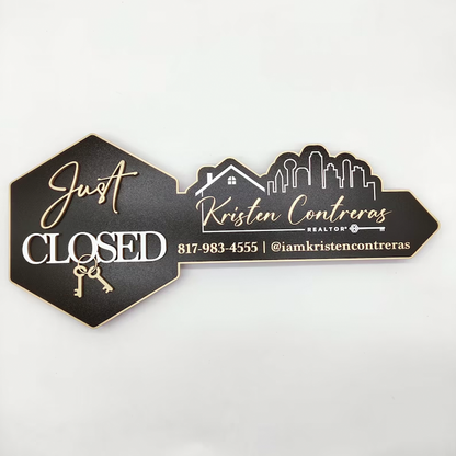 Just Closed, 3D Key Just Closed Sign, Closing Photo Prop