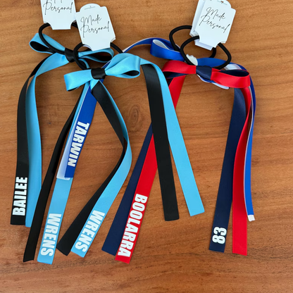 Personalised Team Ribbons with elastic | Custom Name Sports Ribbons