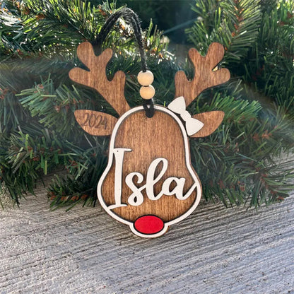 Personalized reindeer ornament | personalized Rudolph wooden ornaments
