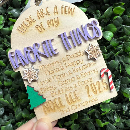 Custom Kid's Christmas Ornament, My Favorite Things