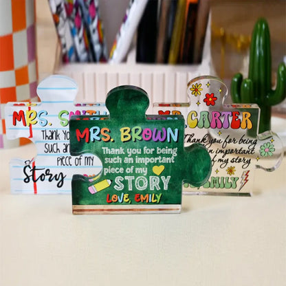 Personalized Teacher Appreciation Gift Puzzle Piece, Custom Acrylic
