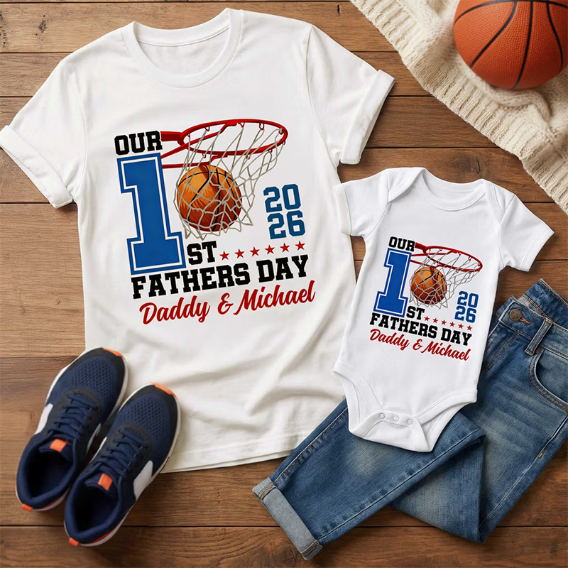 Our 1st Father’s Day Together - Personalized Sport Balls Baby Bodysuit T-shirt