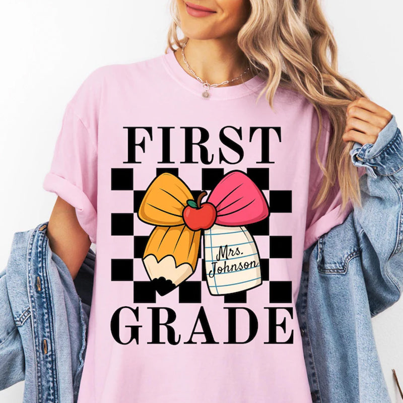 Custom First Grade Teacher Shirt, Comfort Colors 1st Grade Teacher Name Shirt