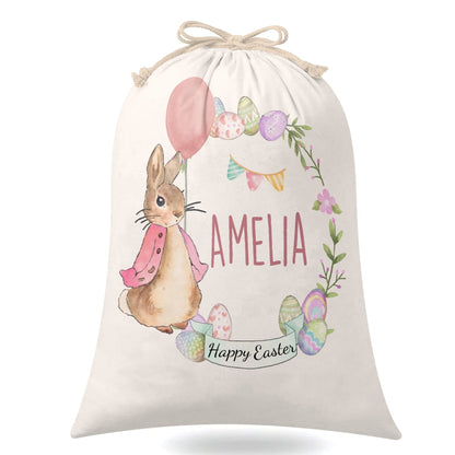 Easter Party Gift Bags, Personalized Bunny Gift Sack